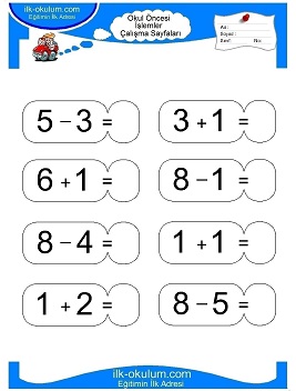 Çocuklar İçin toplam işlemi yaprak testleri 